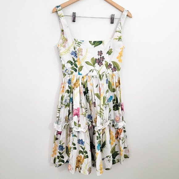 Cara Cara Sasha Floral Apron Flare Dress In Hudson Ivory 4 - Picture 4 of 12